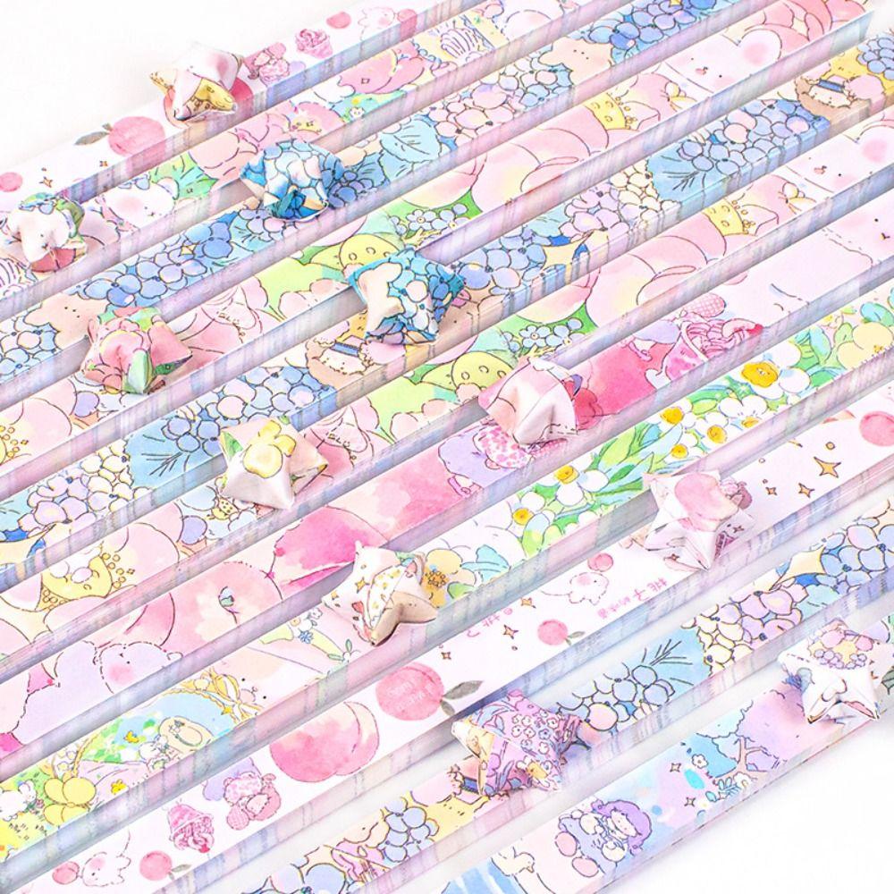 600pcs Oil Painting Star Origami Double Sided Printing Pattern Paper Folding Home Decoration