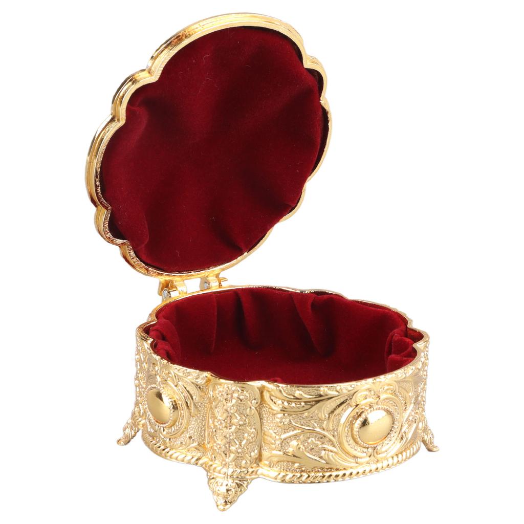 Metal Jewelry Box Innovative Light Luxury Shell Flower Round Trinket Storage Box for Ring Earring