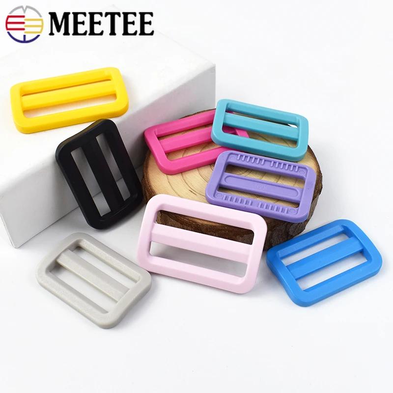 20Pcs Meetee 25/32/38mm Plastic Ring Buckles Tri-Glide Slider Adjuster Belt Buckle Dog Collar Clasp Hooks DIY Sewing Accessories