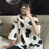 Summer Korean T-shirt Cow Print T-shirt Streetwear Tops T-shirt Oversized Loose
