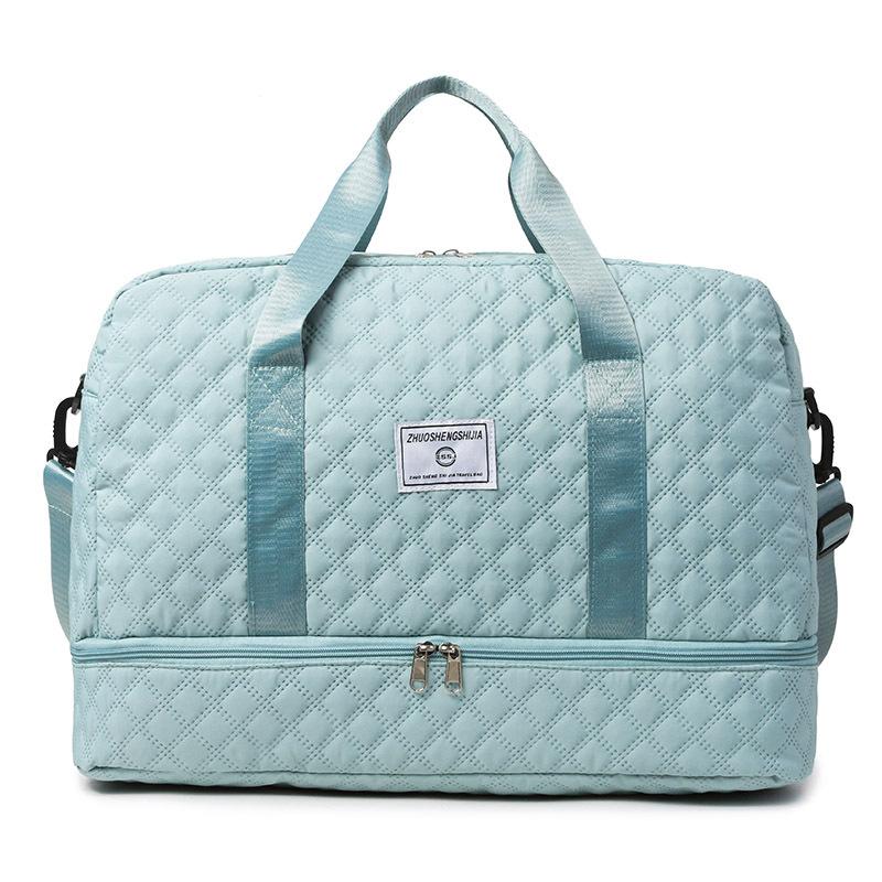 Lightweight Diamond Patterned Bag Large Capacity Travel Luggage Portable Suitable Short Long Distance Travel Fitness Storage Bag