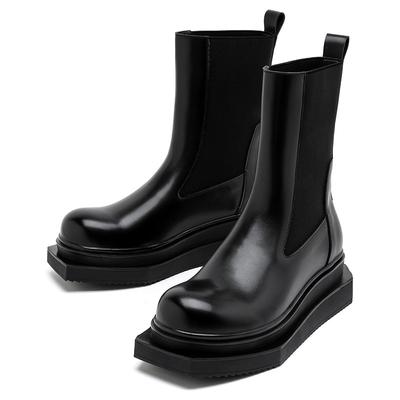 Мужская мода высокие сапоги-трубы квадратный носок оригинальная кожаная обувь сценический ночной клуб длинные ботфорты на платформе красивые мотоциклетные боты