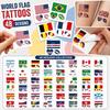 48 Pieces Temporary Tattoos Set Featuring Various National Flags Designs for Body Art and Decoration Suitable for Different Occasions and Events