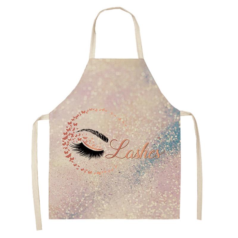 Eyebrow Style Men Women Home Tablier Enfant Cleaning Tools Apron With Pockets Eyelash Pattern Sleeveless Cotton Linen Aprons