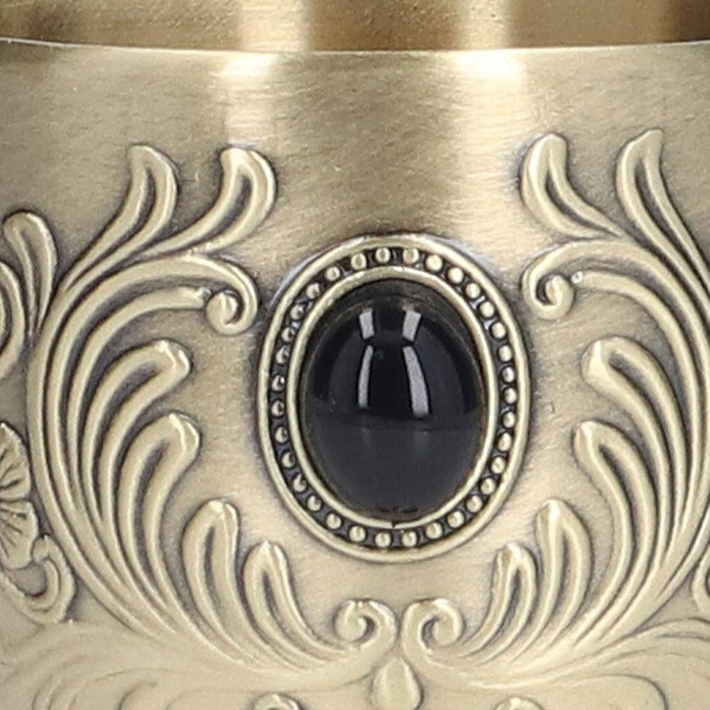 Inlaid Gemstone Stemmed Liquor Cup Flower Engraving Liqueur Cup Elegant Bronze Goblet Bar