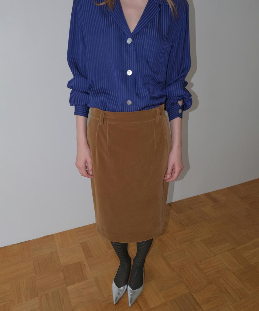 OVERDUEFLAIR Retro-Mood Mid Skirt_Vintage Camel