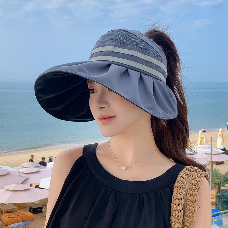 Big Eaves Empty Top Sun Hat Hat Women's UV Protection Versatile Face Cover Sun Protection Hat Outdoor Travel Show Washbasin Hat