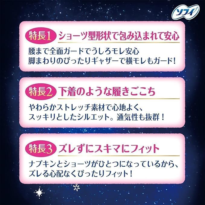 Набор трусиков Sofy Super Deep Sleep для обильных выделений 15 штук x 3 Санитарные прокладки Покупайте трусики, Выделения, S-M, (5 сумок)