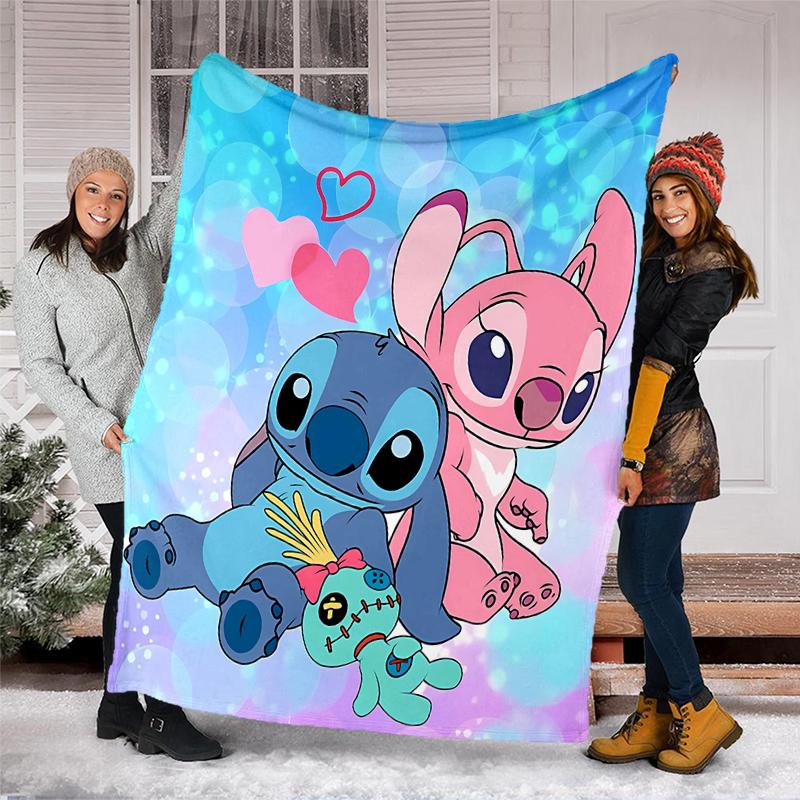 Stitch Love Flannel Fleece Blanket Cozy Warm Throw Blanket For Couch Bed Travel All Season Use
