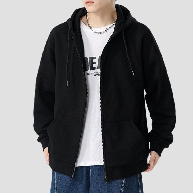 Мужской модный кардиган-куртка с капюшоном на флисовой подкладке, весенне-осенний стиль