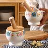 Internal Thread Ceramic Mortar Ceramic Manual Mortar Garlic Pounder Garlic Masher  Household