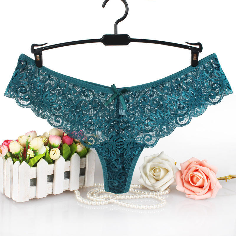 Women's Sexy Low Waisted Thong High-end Transparent Lace Hollow Underwear Women's Triangular Pure Cotton Crotch Panties