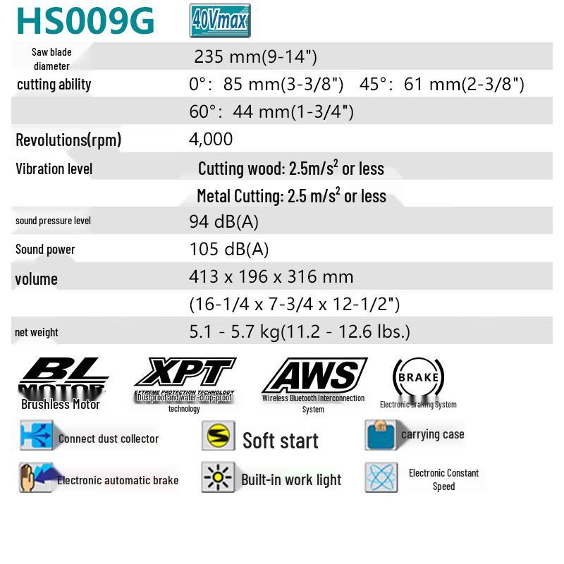 Аккумуляторная циркулярная пила Makita HS009GZ, вилка CN (адаптер в комплекте)