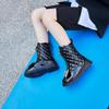 Girls Chic Elegant Booties 2024 Glossy Children's Fashion Autumn and Winter Versatile Casual Rhinestone Bow Cute Front Zipper