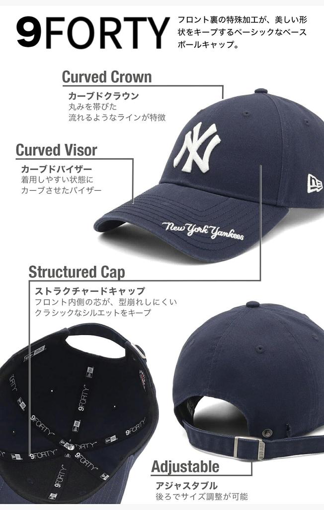 New Era 9FORTY Long Visor MLB ONSPOTZ NY Night Shift FREE New York Cap, Logo, Exclusive, Navy, Size. (Washed Cotton, Yankees)