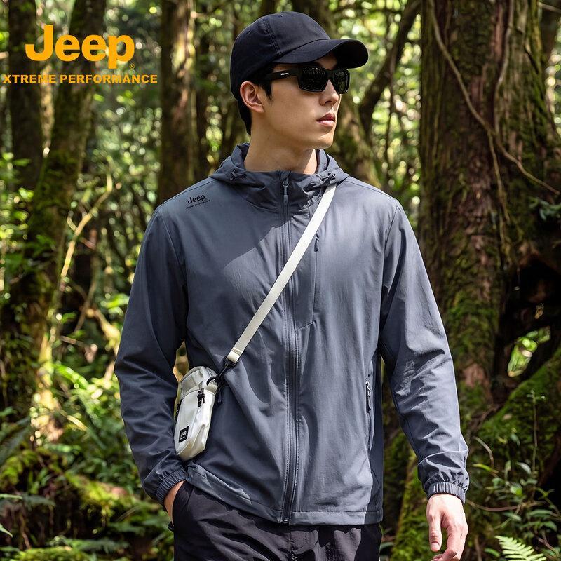 Jeep Унисекс летняя легкая куртка с капюшоном для защиты от солнца