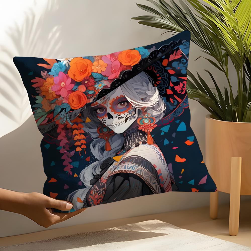 Festival Day of the Dead Art Pillow Case Linen Cushion Covers For Decorative Sofa Home Pillows Case Car Chair Pillows Cases