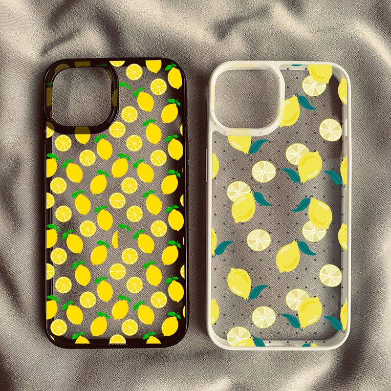Cartoon Fresh Yellow Lemon Phone Case For iPhone 16 13 15 14 Pro Max 12 11 XR XS X 7 8Plus Fruit Shockproof Clear Hard Cover Bag