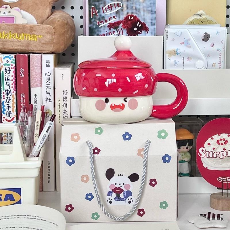 Cute Hat Ceramic Mug with Lid for Girls' Birthday Gifts Gift Box Set