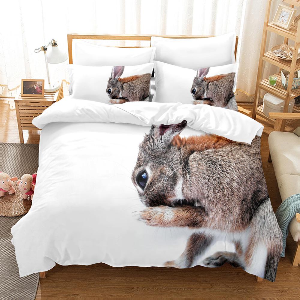 3D Cute Rabbit Bedding Set Easter Duvet Cover 2/3 Piece Set for Boys, Teenagers and Girls Room Full Size Luxury Cover Home Gift