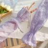 Anti-UV Arm Sleeve Lace Mesh Fingerless Gloves Fashion Sun Protection Sleeves  Driving