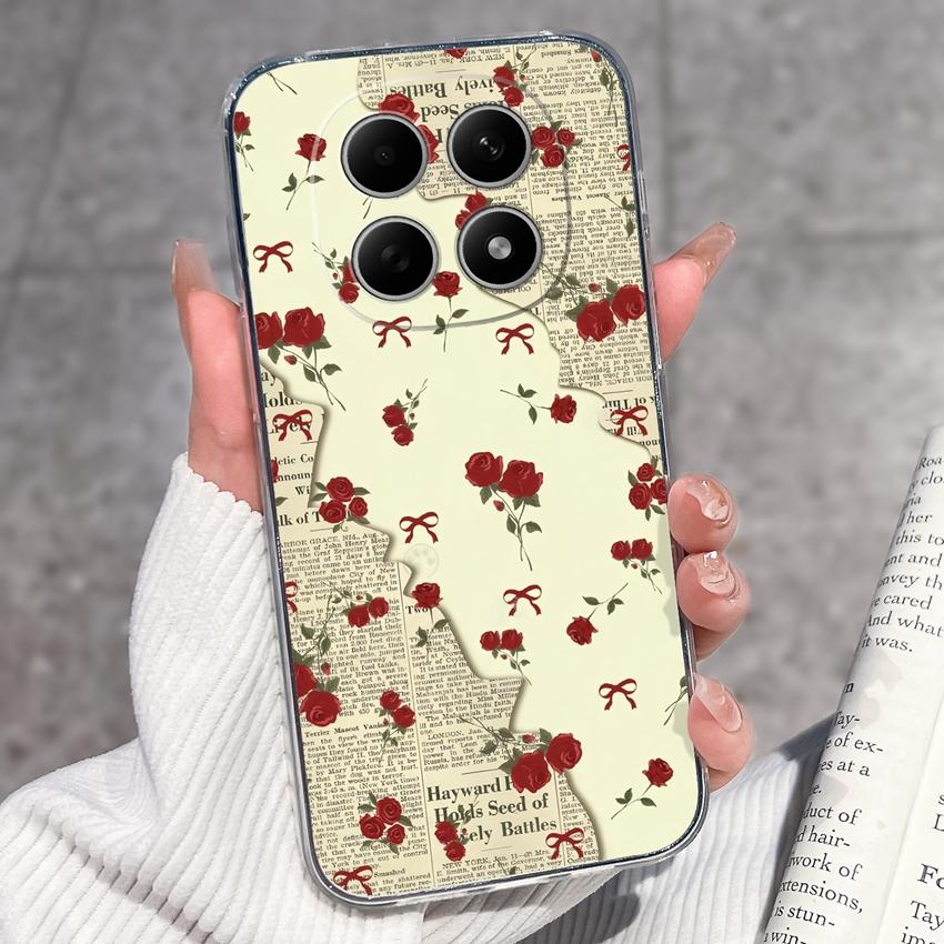 For Redmi Note 15 14 13 Pro Plus 5 5A 4 4X Phone Case Chinese Style Red-Crowned Crane Patterns Transparent TPU Shockproof Casing For Redmi Soft Covers