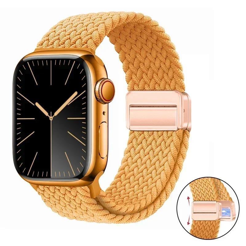 Магнитный плетеный ремешок-петля для Apple Watch 45мм 41мм 44мм 42мм 46мм Ultra 3 49мм Нейлоновый браслет iWatch 11 10 9 8 7 6 5 SE