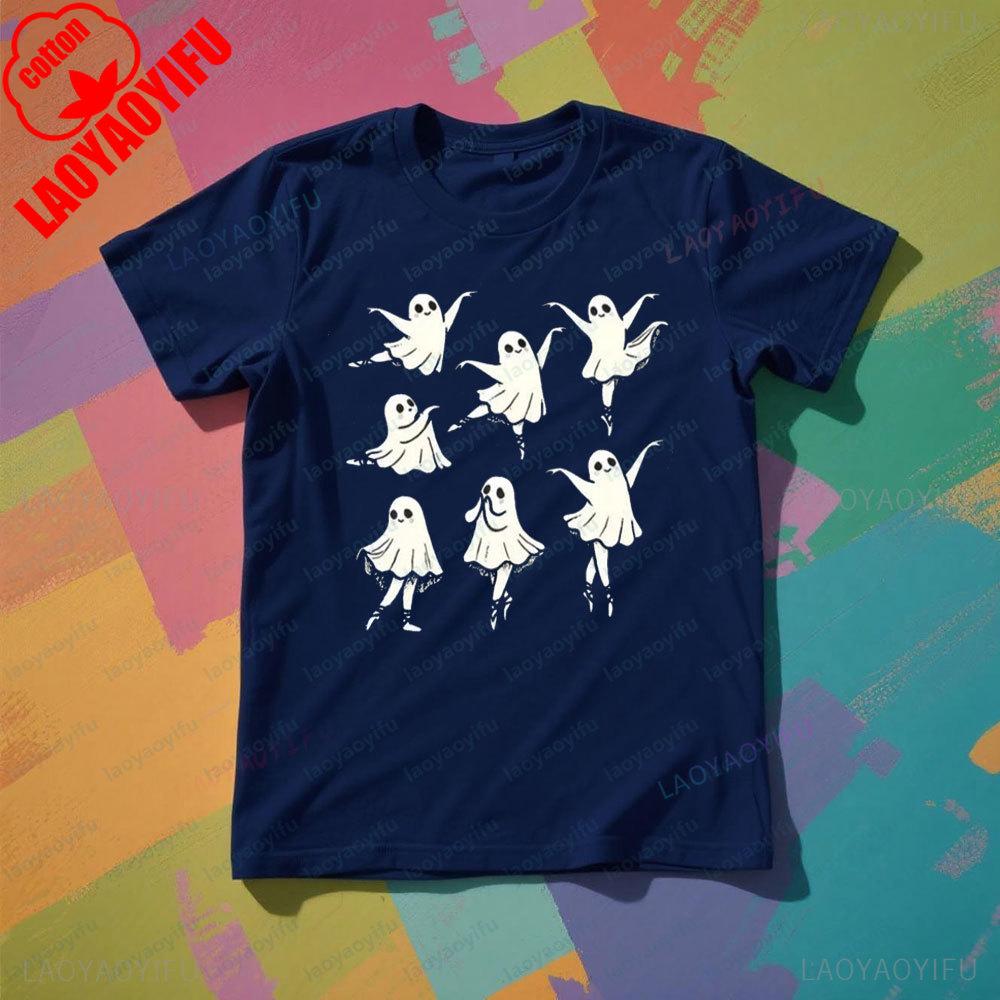 Cute Ballet Ghost Shirt VintageYK s Graphic Tee Halloween Unisex TShirt Ballet Dancer Gift Clothing Women Casual Cotton Tops