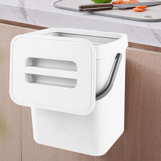Kitchen Trash Can Hanging Organic Waste Bin Large Capacity Compact Design Bathroom Garbage Bin Container with Lid
