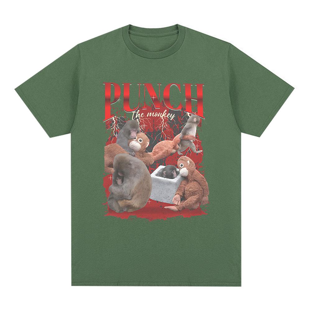 Punch The Monkey Baby Funny Meme Tshirt Unisexs Women Clothing Casual Cotton Tee Shirt Oversized Short Sleeves T Shirt Streetwear
