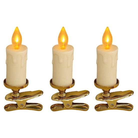 Набор светодиодных свечей-клипс Беспламенные мерцающие свечи Светодиодная лампа-свеча для рождественской елки Электрические искусственные свечи для дома Украшение для рождественской вечеринки