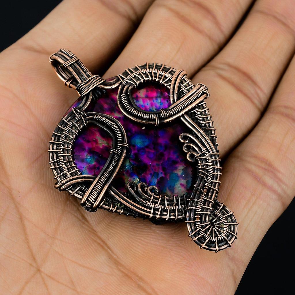 Multi Flash Labradorite Pendant, 999 Copper Wire Wrapped Jewelry, Handmade Pendant Gemstone Jewelry, Gifts For Wife Brand New Pendant