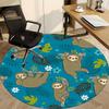 1PC Sloth Floral Office Round Area Rug, Mat Suitable For Office, Under Office Chairs Bedroom Living Room Home Decor, Room Deco