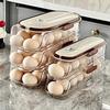 Egg Holder for Refrigerator Automatic Rolling, Storage Box Transparent Stackable Fridge Organizer with Lid For Kitchen DROPSHIP