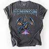 Feminism Dragon T Shirt Gothic Fantasy Castle Graphic Tee Feminist Vintage Acid Wash Metal Aesthetic Unisex Tshirt Empowerment Retro