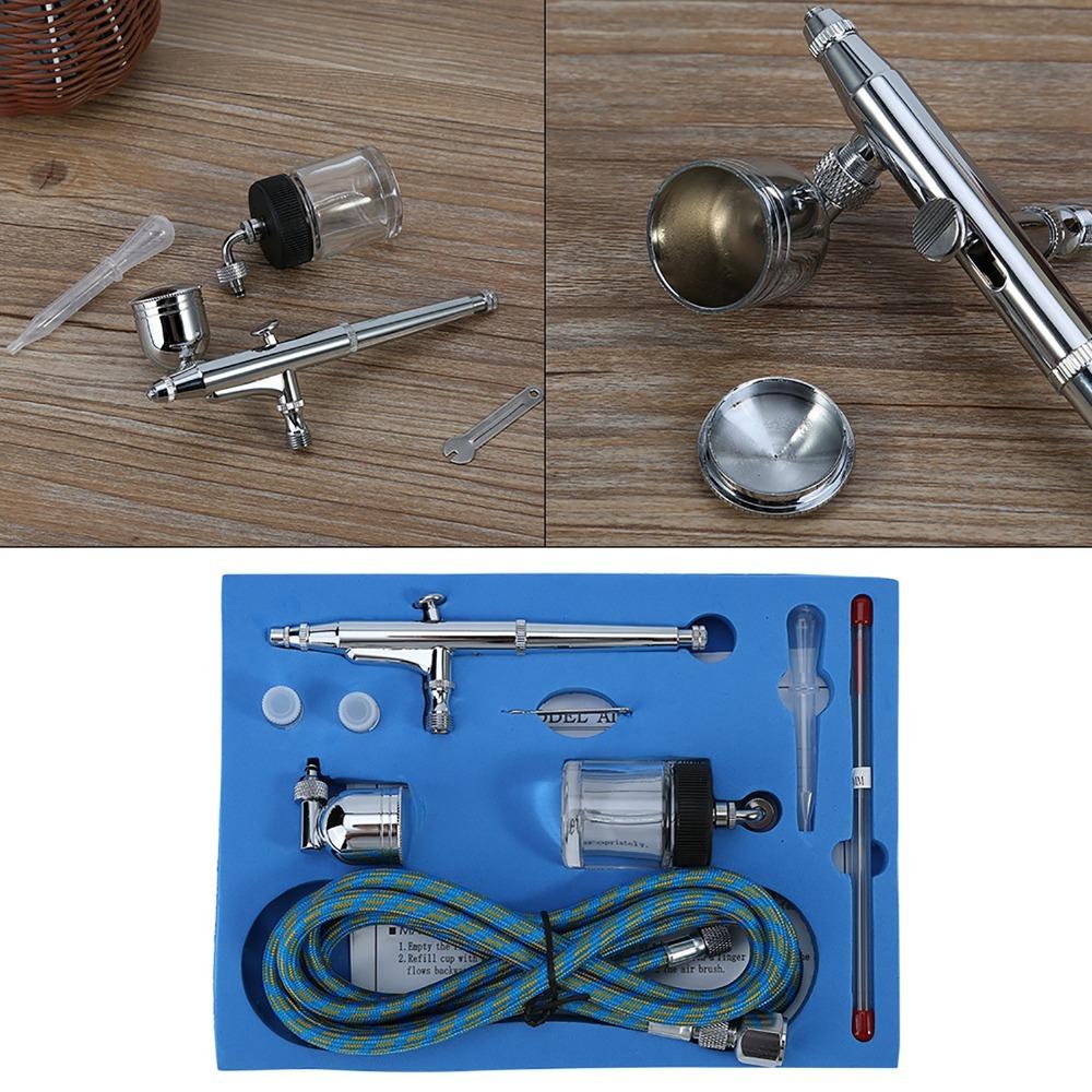 Dual Action Airbrush Kit 0.2mm/0.3mm/0.5mm Needle Art Airbrush Set Spray Tool Scale Model Coloring