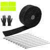 Exhaust Heat Wrap Roll 2" X 16' Black Fiberglass Heat Shield Tape 1 Rolls 5Cm X 5M With 10Pcs Stainless Ties For Motorcycle Car Truck