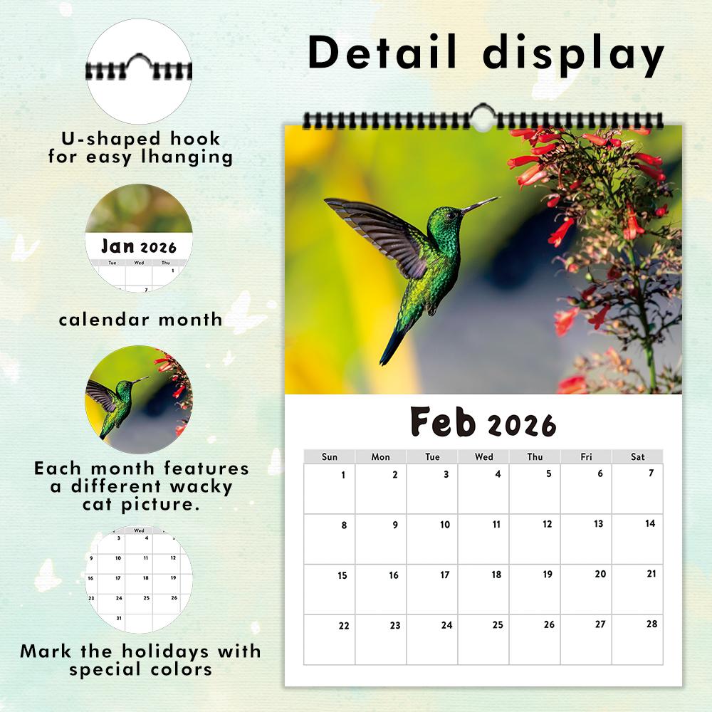 1 шт., Календарь с птицами на 2026 год, Природа и птицы, 12 разных дизайнов, Настенный календарь, Подарок на день рождения, Рождество, Новый год