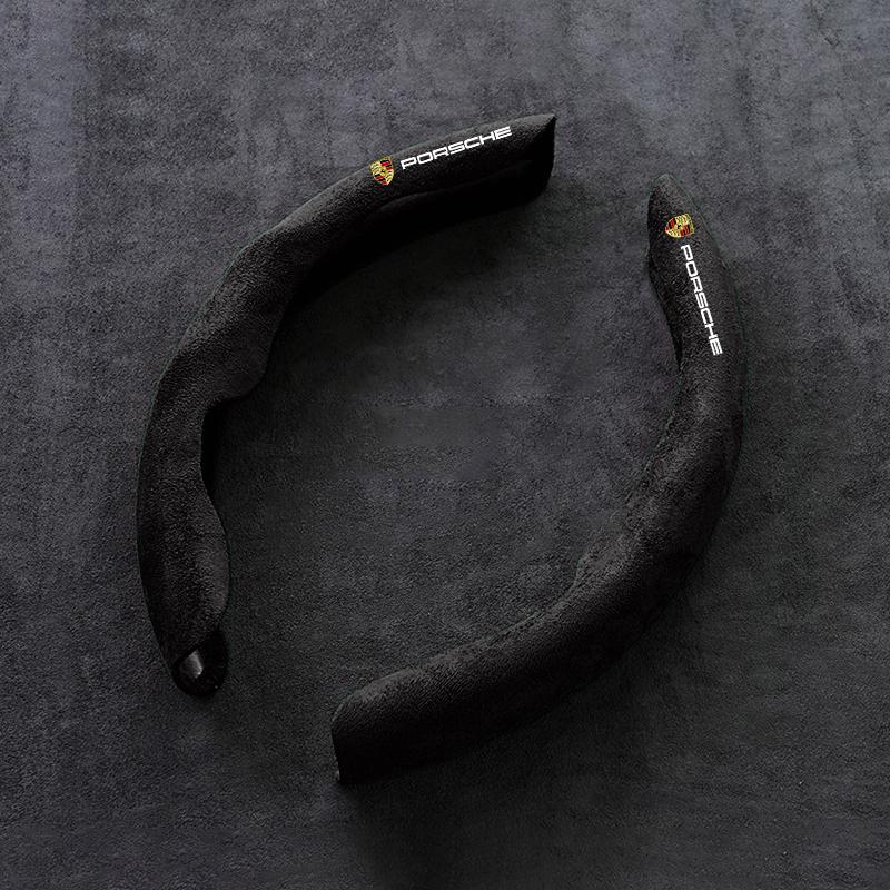 2 шт. Замшевая накладка на руль автомобиля, противоскользящая защитная оболочка для Porsche 911 Cayenne Carrera-GT 928 Panamera Boxster Macan 918