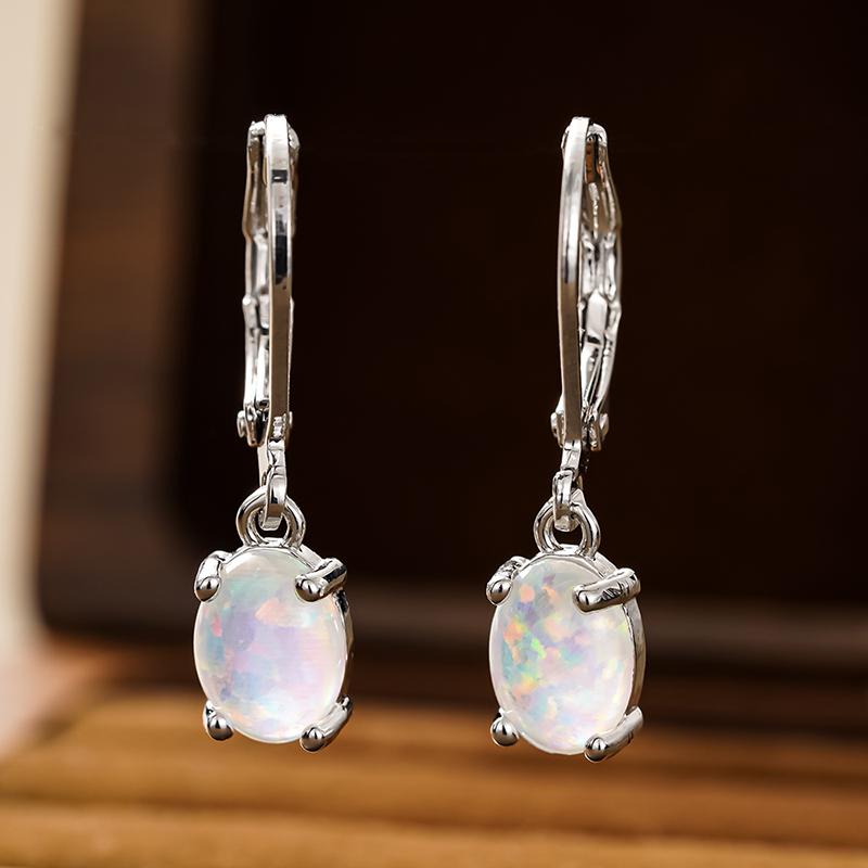 Huitan Imitation Opal Women Drop Earrings Simple Elegant Style Party Wedding Lady Fashion Accessories Versatile Jewelry GiftGood product