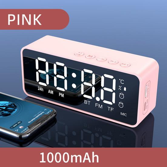 G50 Wireless Speaker Mini Mirror Surface Design Support TF Card 2-in-1 Practical Bluetooth-compatible Loudspeaker Alarm Clock for Home