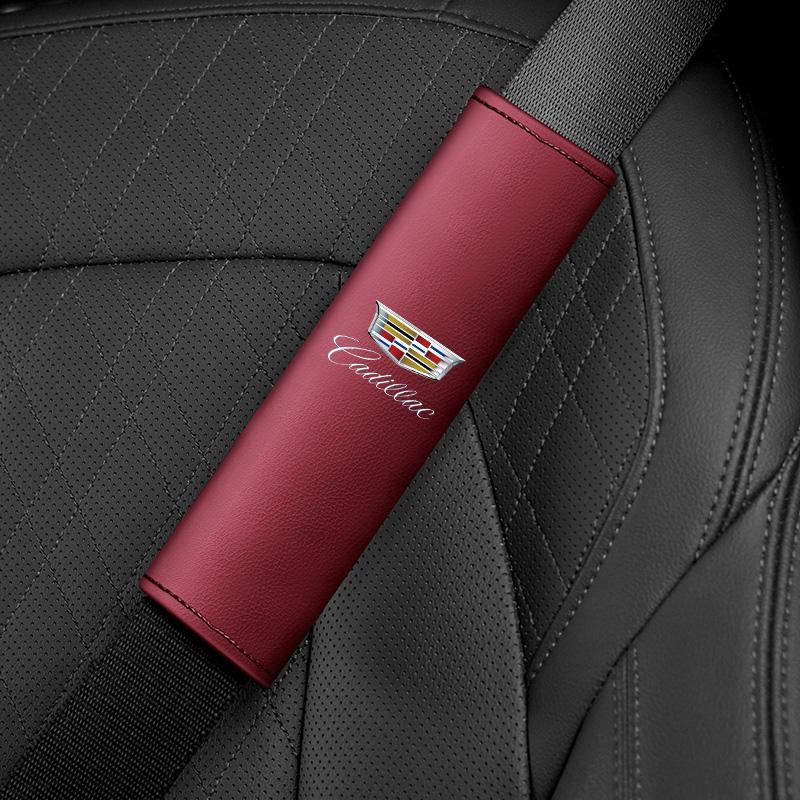 AABHV1 Car seat belt Leather Safety Belt Shoulder Cover Breathable Protection Seat Belt Padding Pad Auto Interior For Cadillac accessor