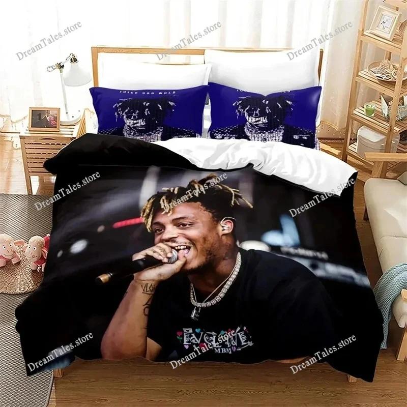 Новый комплект постельного белья Juice Wrld Односпальный Полуторный Двуспальный Евро-размер Кинг-сайз Звезды Комплект постельного белья Juice Wrld Спальня для взрослых Мальчиков Комплекты с пододеяльником 3D