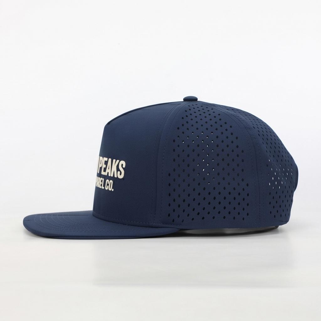 Perforated Laser Cut Hole Custom Embroidered 5-Panel Adjustable Unisex Baseball Cap High Quality 100% Cotton Curved Brim Logo