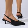 Fashion Sexy Metal Decoration Sling Back Pumps Women 2025 Summer Pointed Toe High Heels Sandals Fashion Black Office Formal Dress Shoes