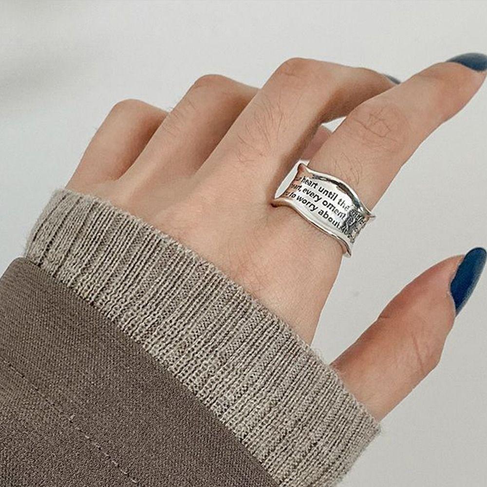 Ring Green Stripe Wavy Pattern Women Opening Ring Korean Style Ring Fashion Jewelry Vintage Ring