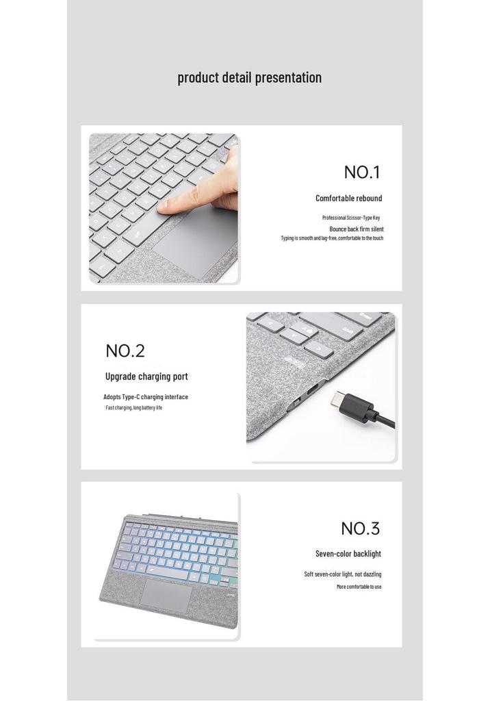 Магнитный чехол-клавиатура Bluetooth для планшетов Microsoft Surface Pro 8/9/10/11