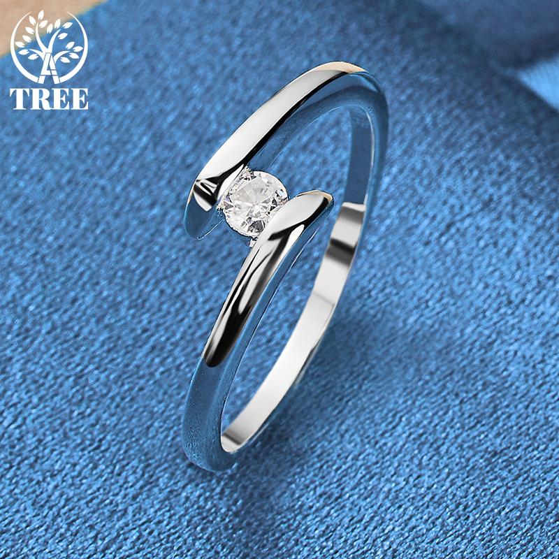 Ювелирные изделия из стерлингового серебра 925 пробы с простым цирконом AAA