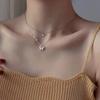 New Elegant Silver color Shiny Butterfly Necklaces Ladies Exquisite Double Layer Clavicle Chain Necklace Jewelry Gift