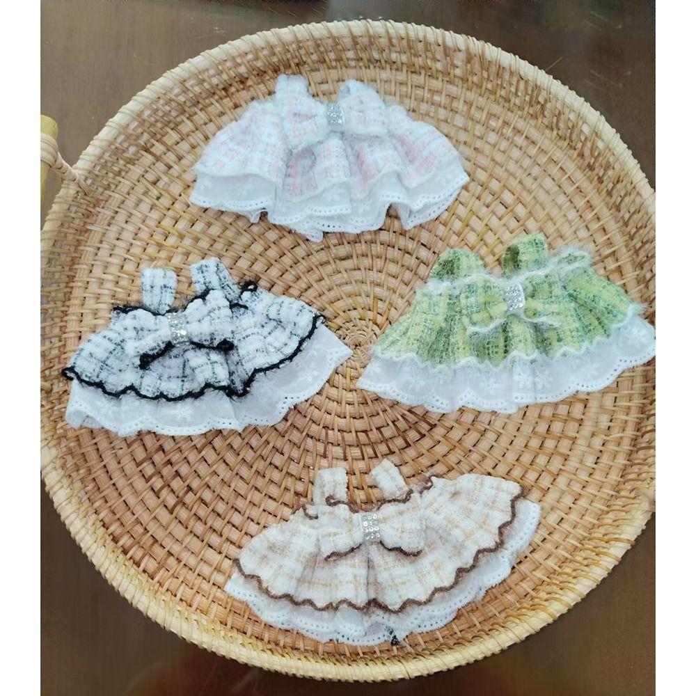 Cute Bow Lace Dress Retro Doll Accessories Fashion Girl Gift Toy for 10-15cm Cotton Doll